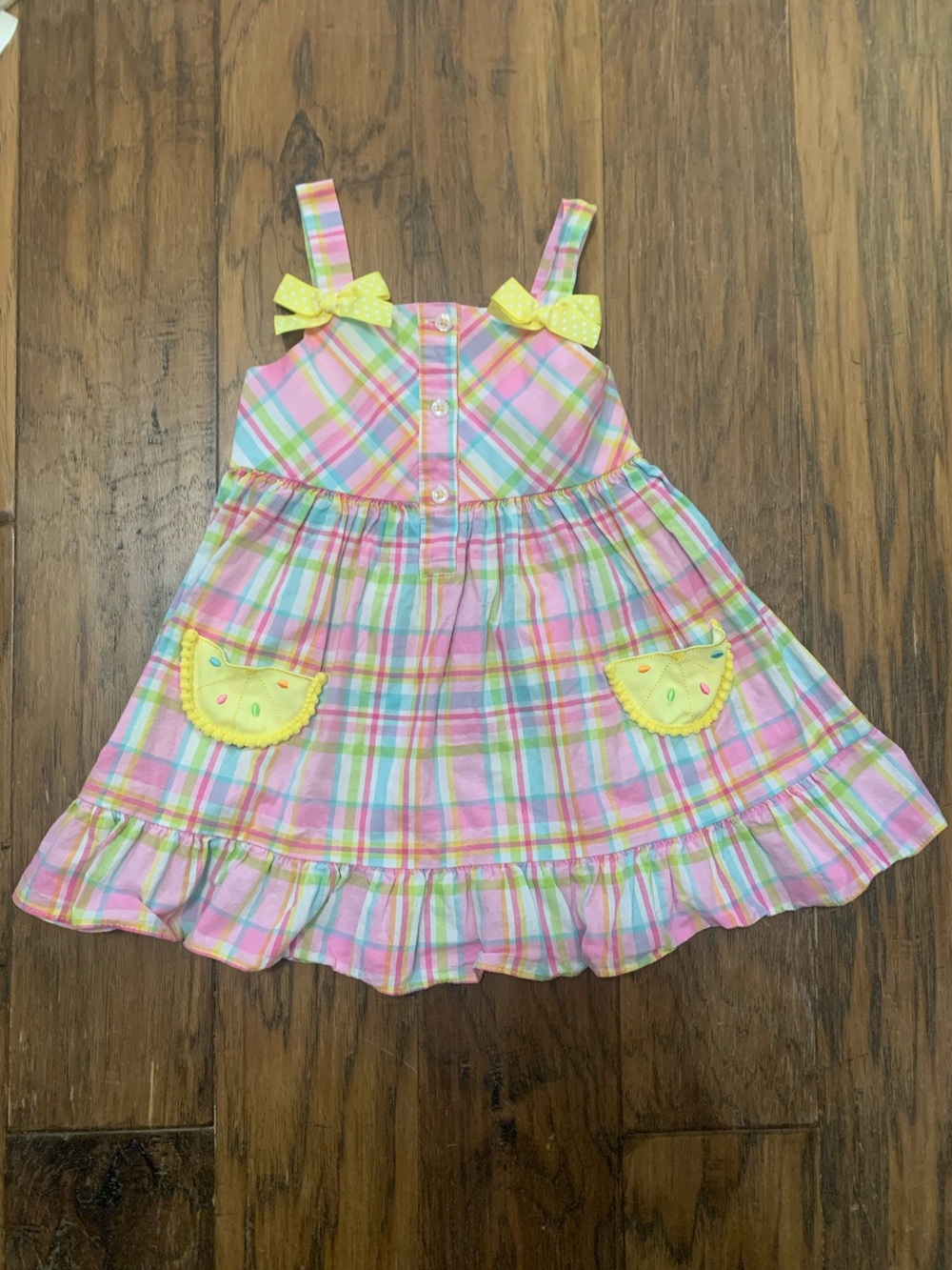 Good Lad Pastel Plaid Dress with Yellow Ribbons